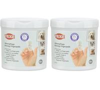 TRIXIE Ear Care Disposable Finger Pads - Cleaning pads for dogs, cats & small animals - with aloe vera & witch hazel - gentle ear care - 50 pieces (Pack of 2)