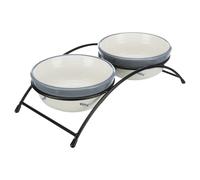 Trixie Eat on Feet Two Ceramic Bowl Set for Dog, Red/Black/Cream