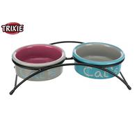 Trixie Cat Grey/Antique Pink/Blue Bowl Set - 2 × 0.3 l/ø 12 cm/26 × 7 × 13 cm - 2pcs