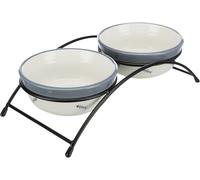 Trixie Eat on Feet Two Ceramic Bowl Set for Dog, Red/Black/Cream
