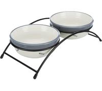 Trixie Eat on Feet Two Ceramic Bowl Set for Dog, Red/Black/Cream