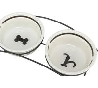 Trixie Eat on Feet Two Ceramic Dog Bowl Set, 1.6 Litre, Multicolor