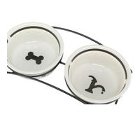 Trixie Eat on Feet Two Ceramic Dog Bowl Set, 1.6 Litre, Multicolor