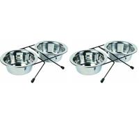 Trixie Eat on Feet Two Stainless Steel Bowl Set for Dog, 0.45 Litre (Pack of 2)