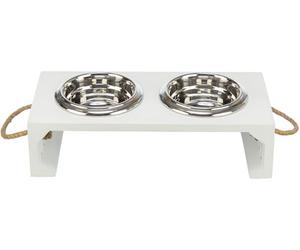 TRIXIE elevated dog bowl set be nordic 14 fl oz mdf/stainless steel white - practical feeding bowl for large dogs, ø5.5 in, sturdy and dishwasher-safe - 24835
