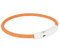 Dog Collar Usb Flash Light Ring Orange (xs-s: 35 Cm/ø 7 Mm) - Trixie Sizes - usb dog light collar ring trixie sizes flashing 3 up colour orange cat