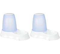 Trixie Food and Water Dispenser, 0.6 Litre, Color assorted (black metallic/blue metallic/granite) (Pack of 2)