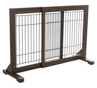 Trixie Freestanding Pet Gate, Wood and Wire, Lightweight, Adjustable Width, 24 in Height, Espresso Brown, Model Number: 39454