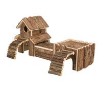 Trixie Frida Tunnel System House Natural Wood Dwarf Hamster Mouse Rodent Hide