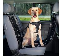 Trixie Car Seat Cover Narrow with Side Panels Black/Beige Paw Print - 0.5 × 1.45 m