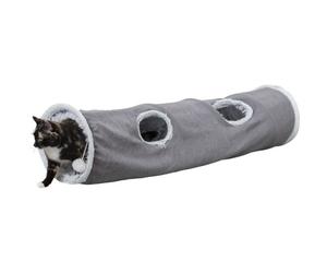 Trixie Harvey Cat Playing Tunnel Plush Grey - 27x116cm