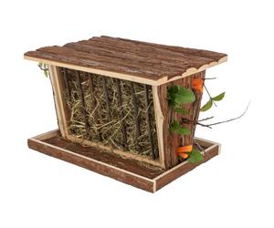 Trixie Hay Manager With Floor and Roof Bark Wood for Small Animals - 40x22x30cm