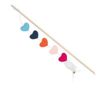 TRIXIE Hearts Fishing Rod Cat Toy with Catnip - Wood & Felt, 48 cm | Interactive wand toy that encourages natural hunting instinct and supports indoor-cat wellbeing every day