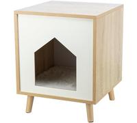 TRIXIE Isa Indoor Cat Condo, Modern Cat Bed Side Table & Nightstand, Cat Hideaway Cave with Cozy Cushion
