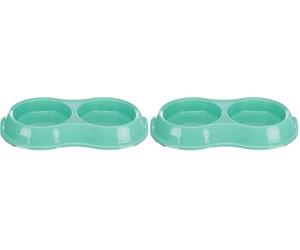 Trixie Light Weight Version Plastic Double Bowl for Cat, 200 ml, Assorted Colors (Pack of 2)