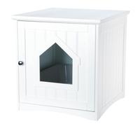 TRIXIE Litter Box Enclosure Hidden Kitty Litter Box Cabinet Furniture Style White (19.84 LBS)