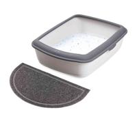 Cat Litter Tray Mat, Semi-circular, Pvc, 59 x 35 Cm, Anthracite - Mat Pvc New - cat litter mat pvc tray new trays oval grey 2 sizes 40386 trixie 59
