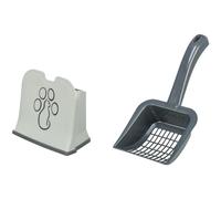 TRIXIE litter scoop with holder - all common types of litter - holder easy to clean - size L - white/grey - 40475