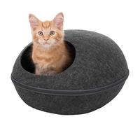 TRIXIE Liva Cat Cave ? cosy cat cave made of breathable felt in anthracite ? round cat-bed with plush cushion, removable cover ? 40 ? 24 ? 47 cm ?