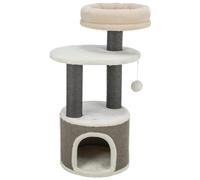 TRIXIE Marco 44469 Cat Scratching Post 85 cm in White/Beige/Grey - Multi-Tier Cat Tree with Many Scratching and Play Options as well as Retreats -