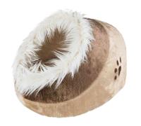 TRIXIE Minou Cat Cave 41 ? 30 ? 50 cm in beige/brown ? cosy cat bed with reversible cushion & plush cover ? washable, non-slip ? cosy cave for cold