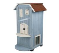 Trixie natura Katzenhaus Cat's Home, 56 × 94 × 59 cm, hellblau/weiß
