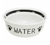 Trixie Dog Ceramic Water Bowl White/Black - 2.6 Litre/25cm