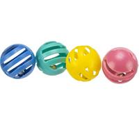 TRIXIE play balls for cats - 4 pieces - with clip - plastic - various colours - ø 4 cm - 4521