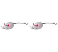 TRIXIE Plush Mice with Bell for Cat, 5 cm, White/Grey, 2-Piece (Pack of 2)