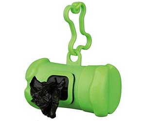 TRIXIE poo bag dispenser with hook - made of plastic - in bone shape - incl. 1 roll of 15 bags - various colours - random selection - 22846