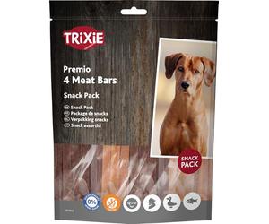 TRIXIE PREMIO 4 Meat Bars Snack Pack - four delicious flavours: chicken, duck, lamb and salmon - gluten-free - no added sugar - meat content 91 % - 4 x 100 g - 31853