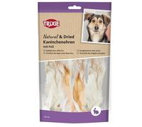 TRIXIE Rabbit Ears with Fur - Single-protein dog treat - 100% rabbit ears - gently dried - 100 g
