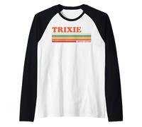 Trixie Retro Personalized First Name Vintage Stripes Raglan Baseball Tee