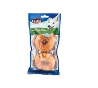 TRIXIE rings made from beef skin coated with chicken - 2 pieces - 55 g each - ø 6 cm - gluten-free - no added sugar - 31332