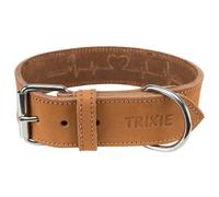 TRIXIE Rustic oiled leather collar - size M - neck circumference 38 - 47 cm - larynx protecting D-ring - brown - 19015