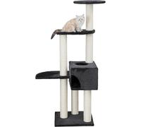 TRIXIE Scratching Post Alicante - Jute Posts - Plush Surfaces - Cosy Cave - 142 cm High - Anthracite - 43867