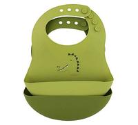 Trixie Silicone bib 2-pack - Mr. Dino - Adjustable Baby Bibs with Food Catcher Pocket - Soft, Waterproof, and Easy to Clean - Mess-Free Feeding for Babies & Toddlers