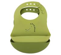 Trixie Silicone bib 2-pack - Mr. Dino - Adjustable Baby Bibs with Food Catcher Pocket - Soft, Waterproof, and Easy to Clean - Mess-Free Feeding for Babies & Toddlers