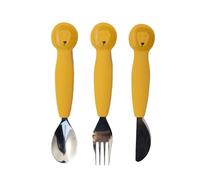 Trixie Silicone Cutlery Set 3-Pack - Mr. Lion - Toddler Utensils - Soft, Durable, and Easy-to-Grip Set - Safe Tableware for Kids Learning to Eat