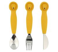 Trixie Silicone Cutlery Set 3-Pack - Mr. Lion - Toddler Utensils - Soft, Durable, and Easy-to-Grip Set - Safe Tableware for Kids Learning to Eat