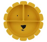 Trixie Silicone Divided Suction Plate - Mr. Lion - Baby & Toddler Plate with Strong Suction Base - Non-Slip, Microwave & Dishwasher Safe - Perfect for Baby-Led Weaning & Portion Control