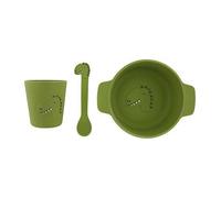 Trixie Silicone First Meal Set - Mr. Dino - Baby Feeding Set with Suction Bowl, Spoon & Cup - Soft, Durable, and Non-Toxic - Perfect for Baby-Led Weaning & Toddlers - Perfect Birth Gift