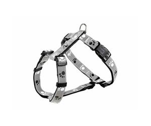 TRIXIE silver reflect harness size M-L: chest circumference 19.7-29.5 inches/1 inch in black/silver-grey - reflective dog harness with infinitely adjustable elements for medium-sized dogs - 12233