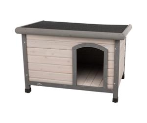TRIXIE Small Natura Classic Outdoor Dog House Weatherproof Finish Elevated Floor Gray
