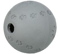 TRIXIE Snack Ball ? Dog toy with integrated maze ? extra long playtime fun ? rolls and bounces quietly ? natural rubber ? dark grey ? ? 11 cm ? 34943