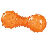 TRIXIE snack dumbbell for dogs, 34930, orange, 12 cm, rubber, can be filled with snacks, two openings