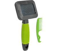 TRIXIE soft brush for grooming top coat & undercoat - soft metal bristles - wit