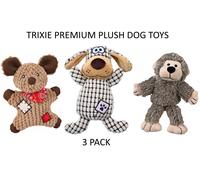 Trixie Soft Plush Squeaky Dog Puppy Toys Mouse Monkey Bundle 3 Pack