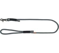 TRIXIE soft rope dog lead - round-woven leash with comfortable grip handle & quick-release hook, m-l size, 39.37" / 0.39", grey - 1985101