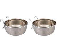 Trixie Stainless Steel Bowl with Holder Holds 900ml Diameter 14cm (Pack of 2)